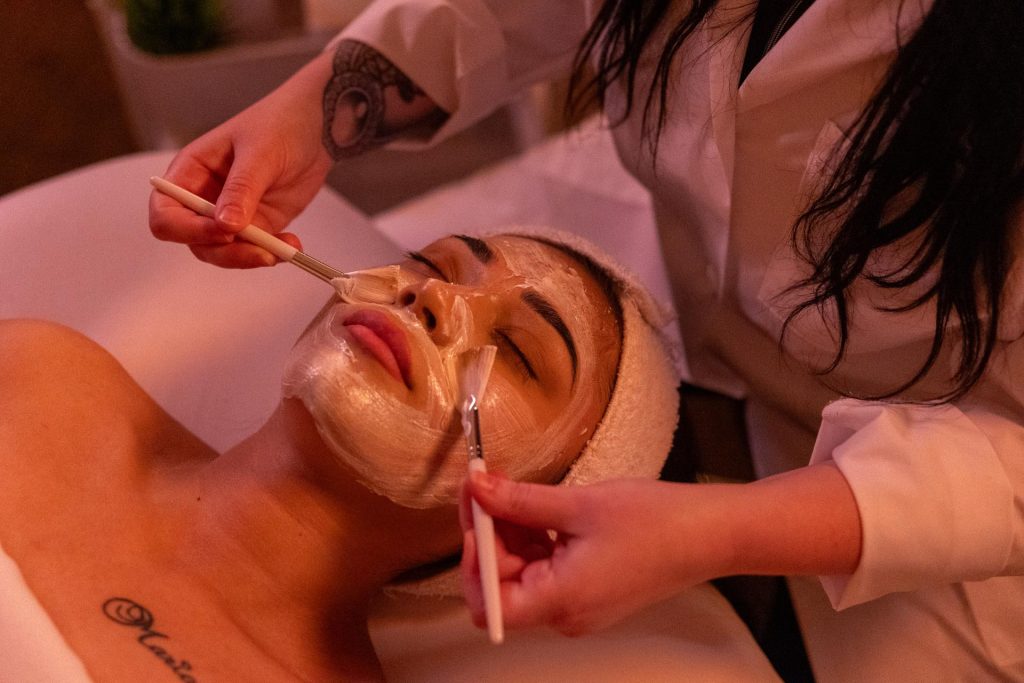 A facial treatment being applied at Zen'd Out